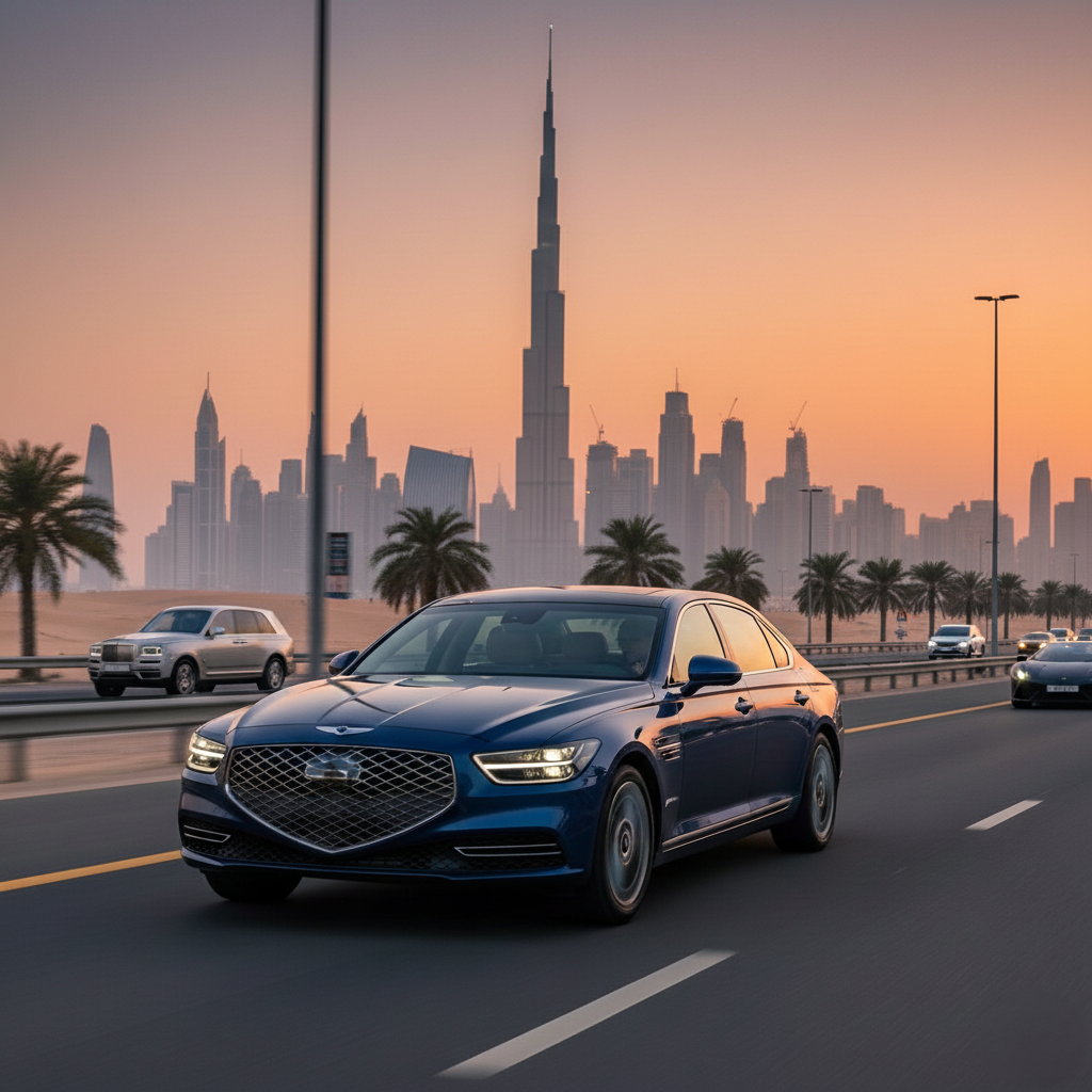 New BMW 8 Series, the first luxury sedan made in UAE; rent a Genesis in Dubai with self or chauffeur options.
